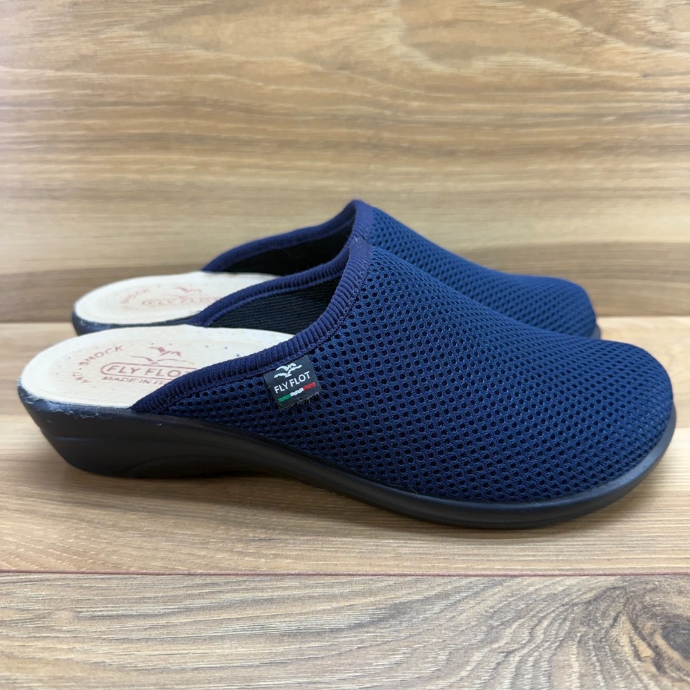 Fly Flot Anti Shock Mules Women 8 8.5 EU 39 Navy Blue Modern Minimalist Everyday